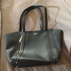 Guess Black Tote Bag with Gold-Tone Hardware